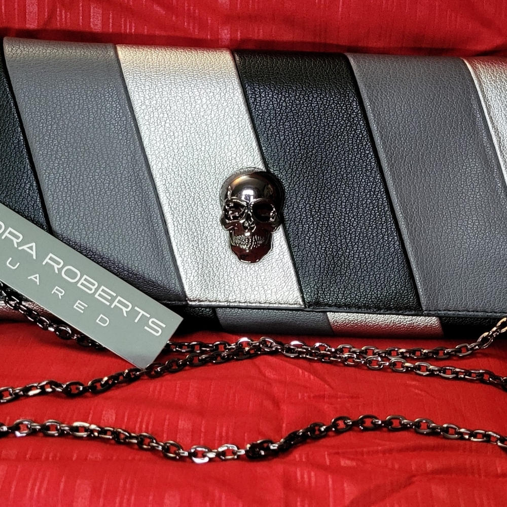 Sondra Roberts Squared Black Skull Crossbody